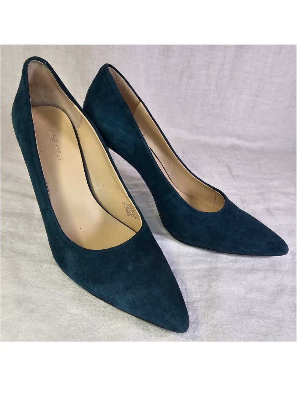 Nine West Suede 3.5” Stiletto Heel  Scarpin Pump 8M Dark Teal